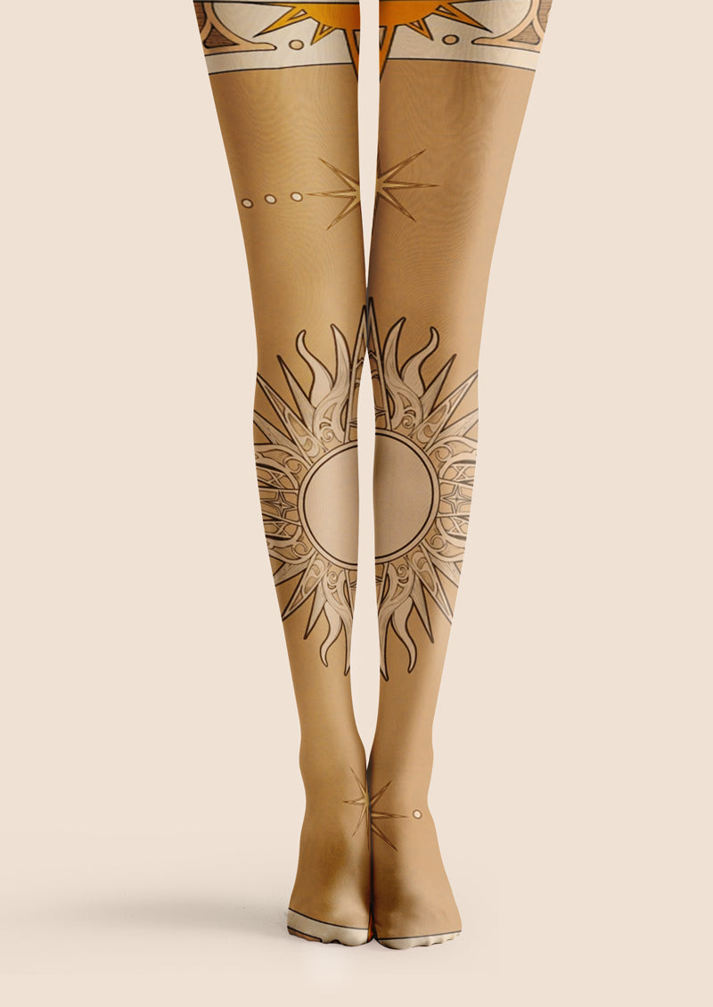 Sun Constellation Printed Tights Hosiery Pantyhose