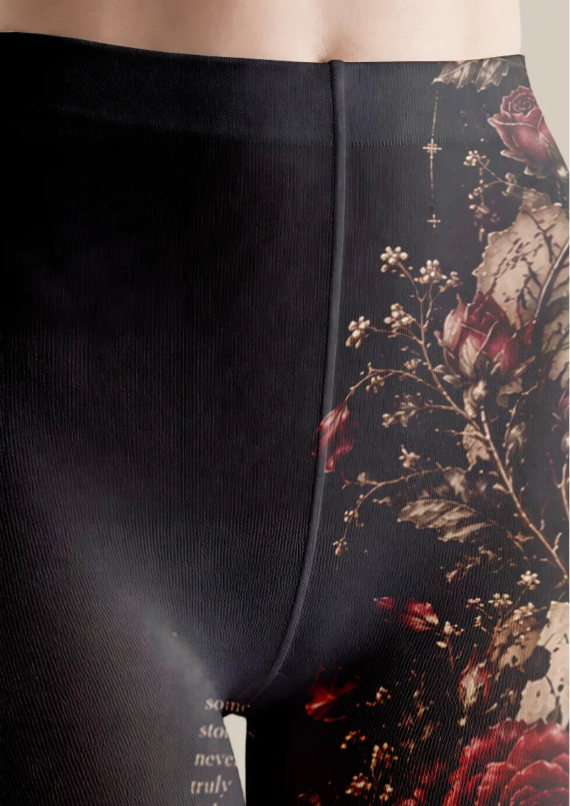 Black Rose Collage Tights