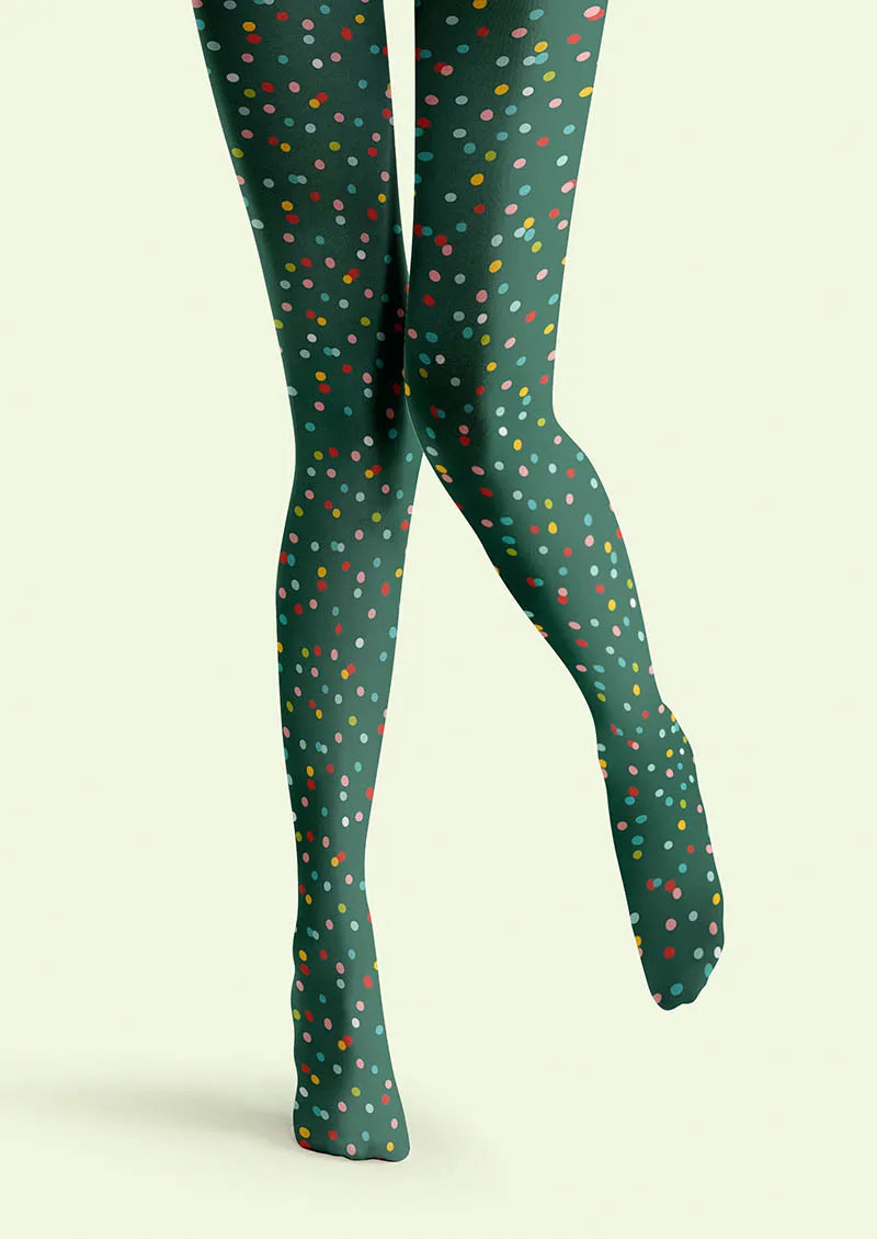Green Confetti Tights Hosiery Pantyhose