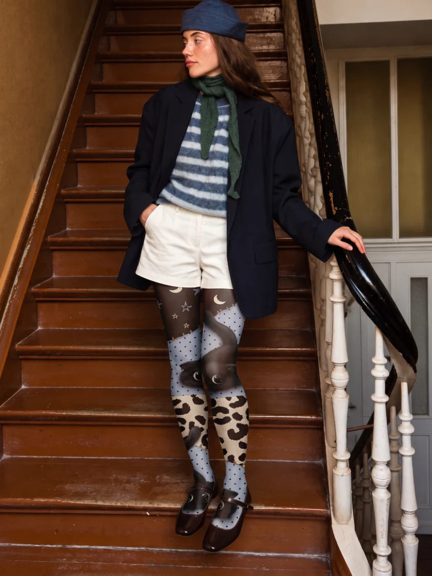 Black Cat Patchwork Tights