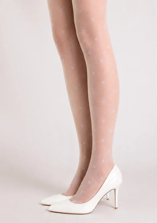 White Polka Dot Sheer Tights Hosiery Pantyhose