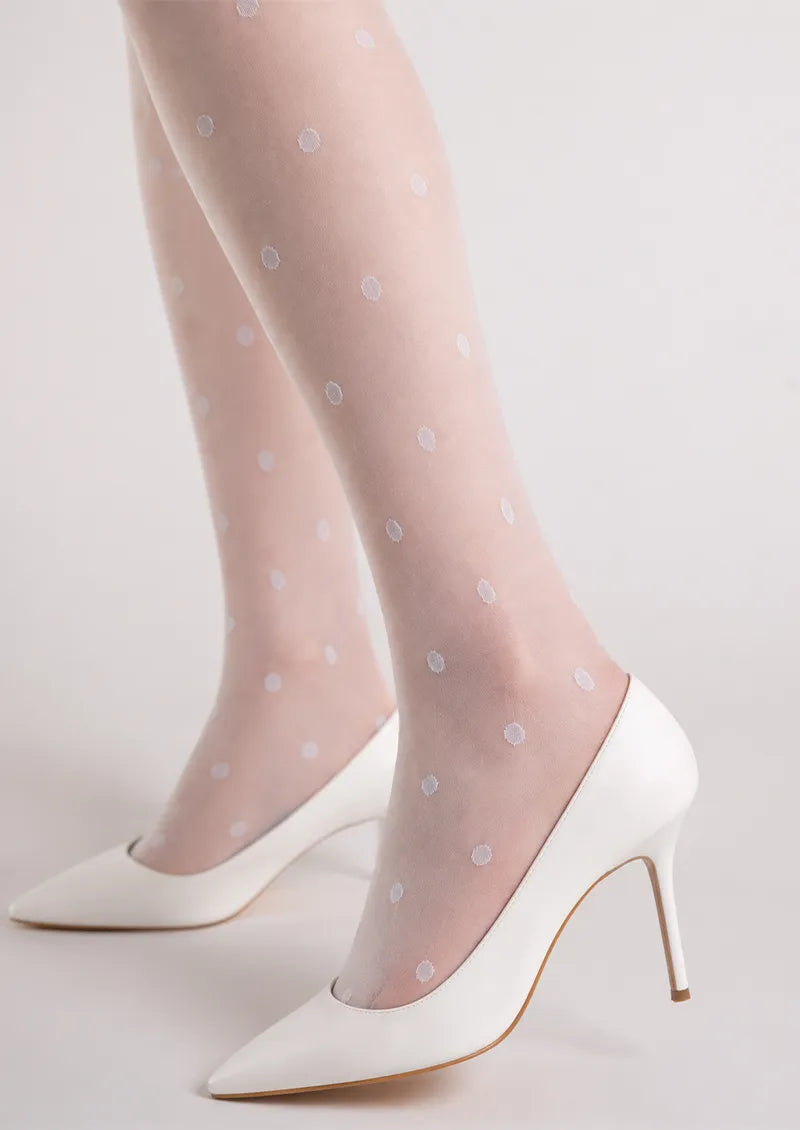 White Polka Dot Sheer Tights Hosiery Pantyhose