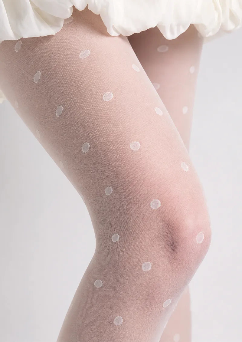 White Polka Dot Sheer Tights Hosiery Pantyhose