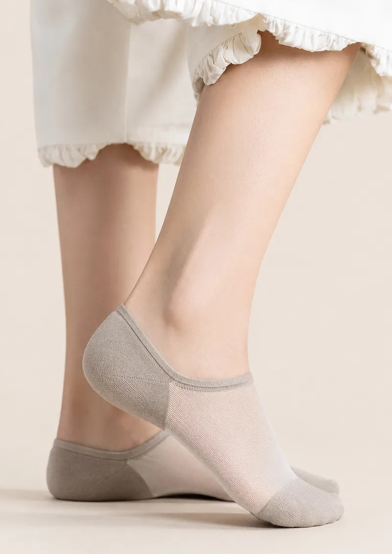 Grey Sheer No-Show Socks