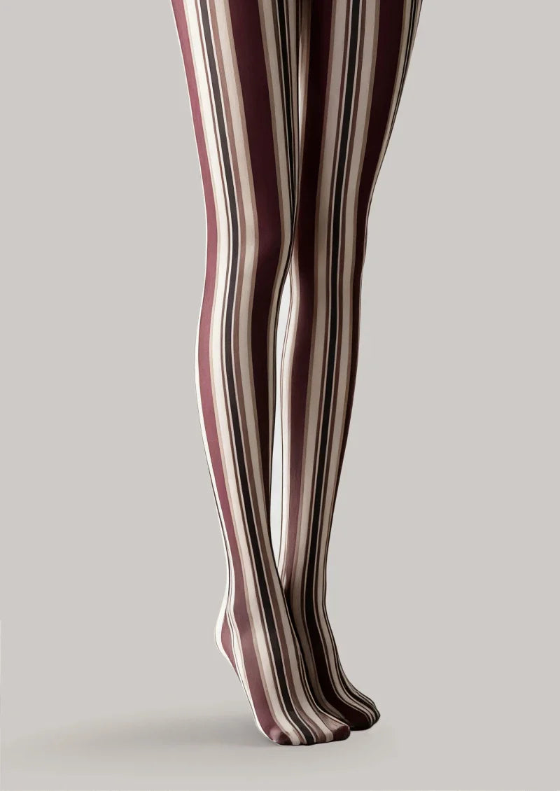 Mocha Vertigo Striped Tights Hosiery Pantyhose