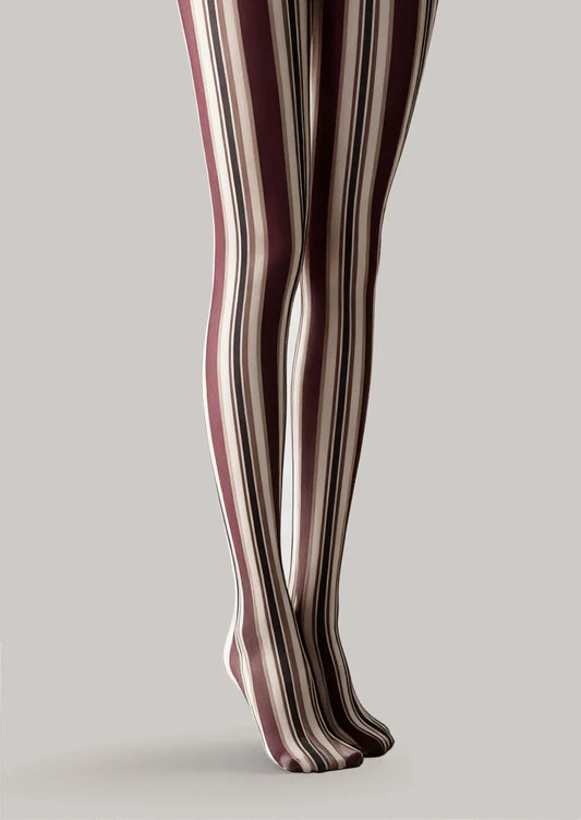 Mocha Vertigo Striped Tights Hosiery Pantyhose