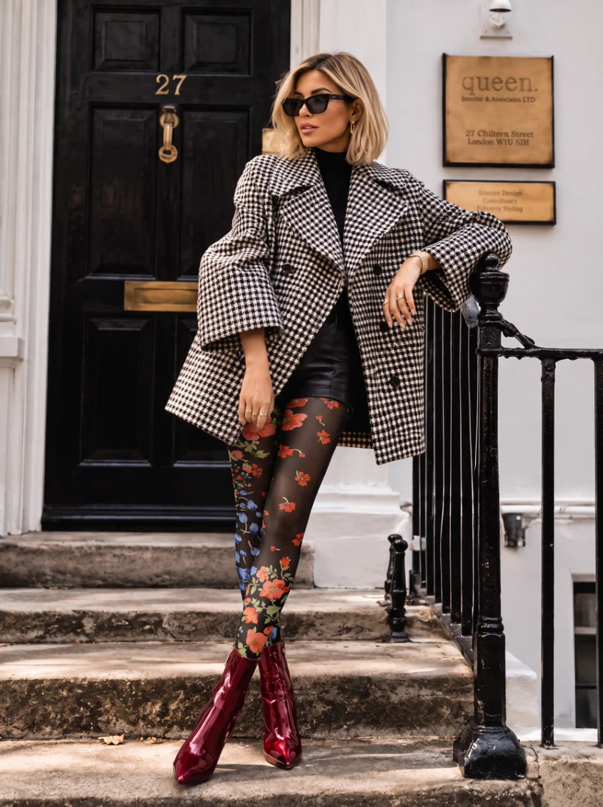 Black Floral Tights