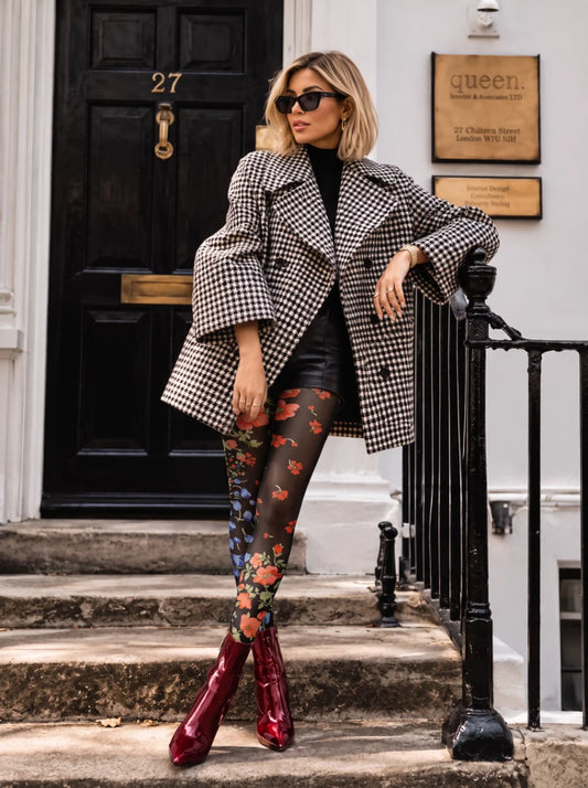 Black Floral Tights