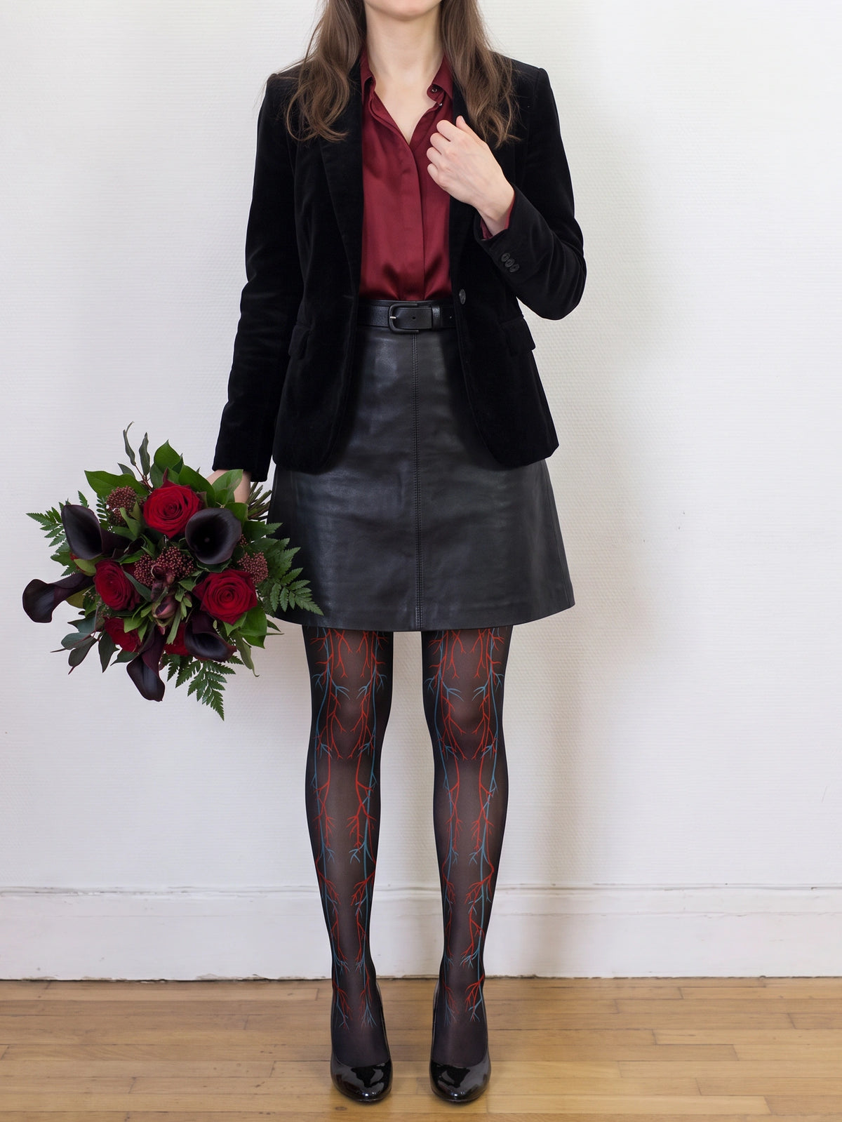 Black Vascular Branch Tights