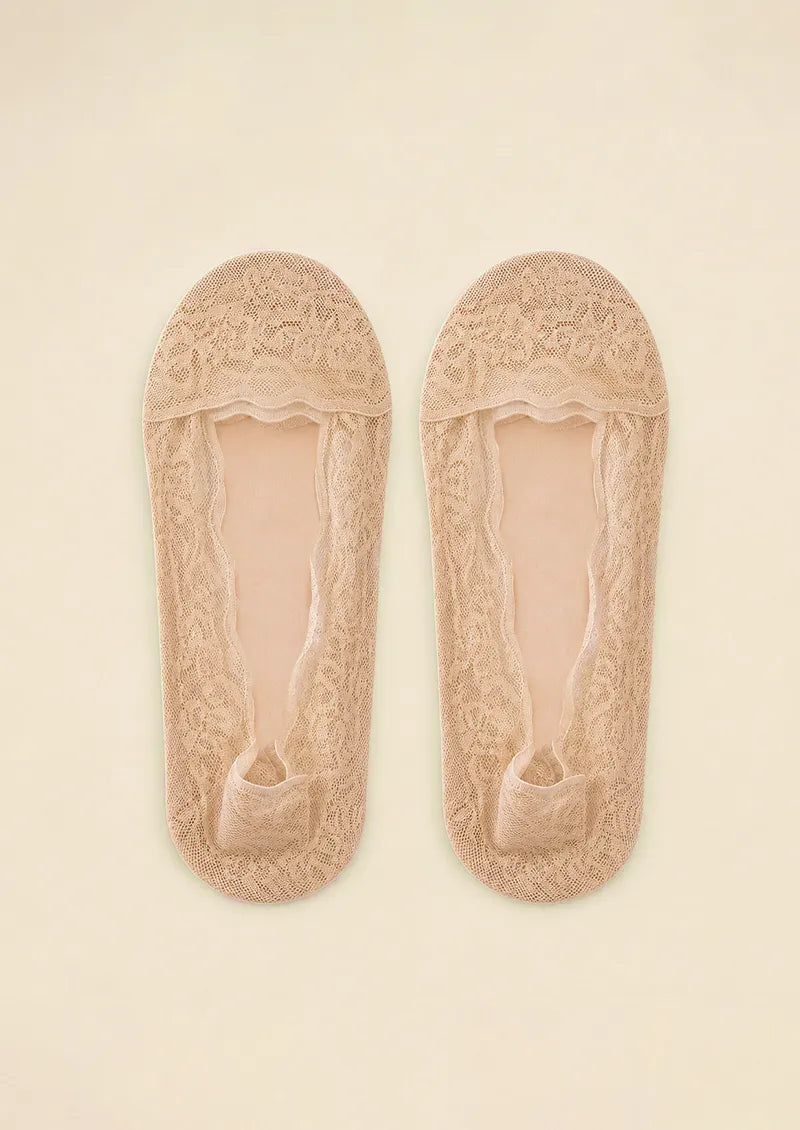 Flesh-colored floral Lace No-Show Socks
