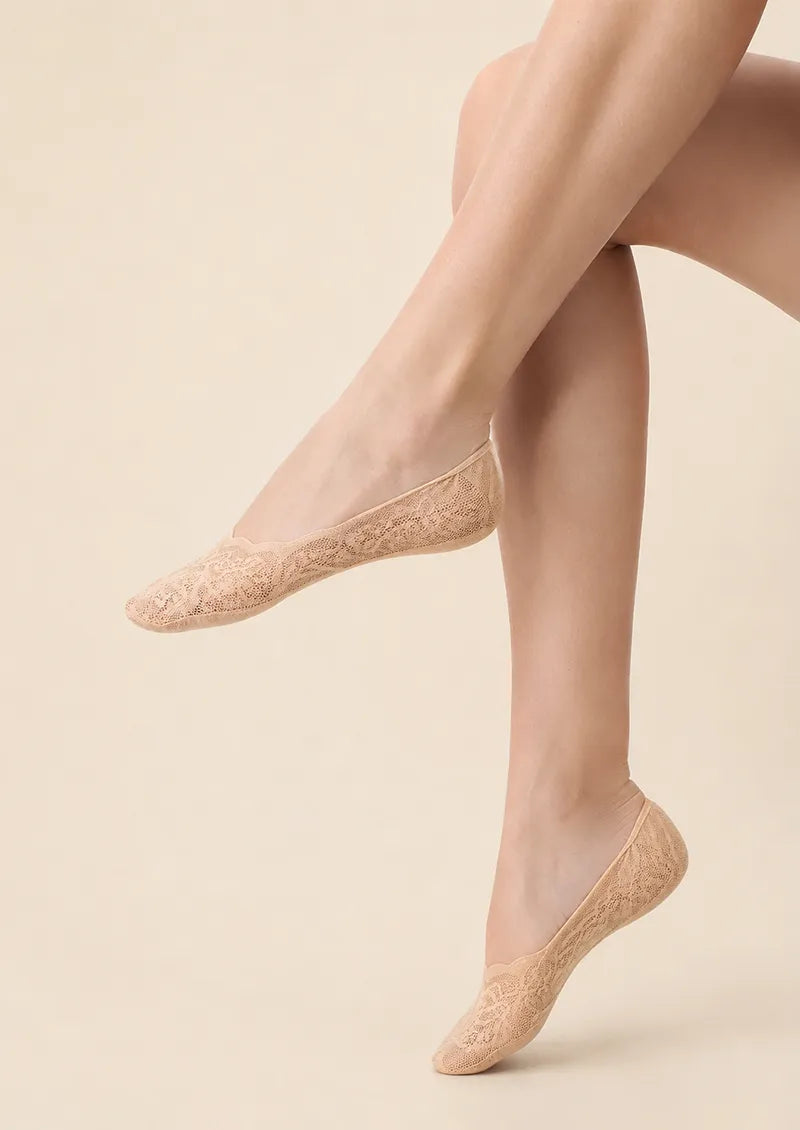 Flesh-colored floral Lace No-Show Socks
