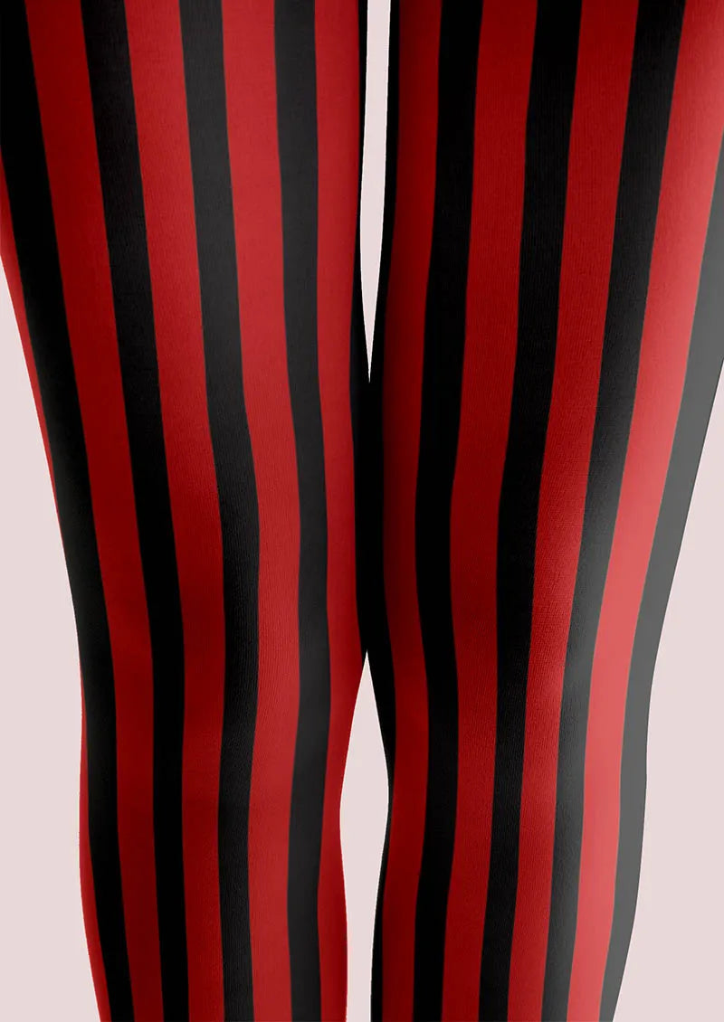 Electric Red Stripes Tights Hosiery Pantyhose