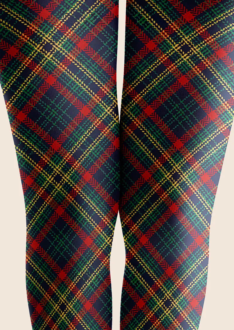 Christmas Emerald Tartan Chic Tights Hosiery Pantyhose
