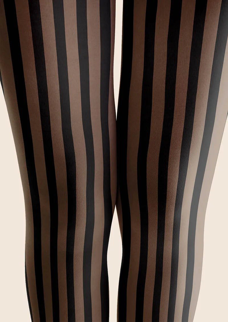 Mocha Vertical Stripes Tights Hosiery Pantyhose