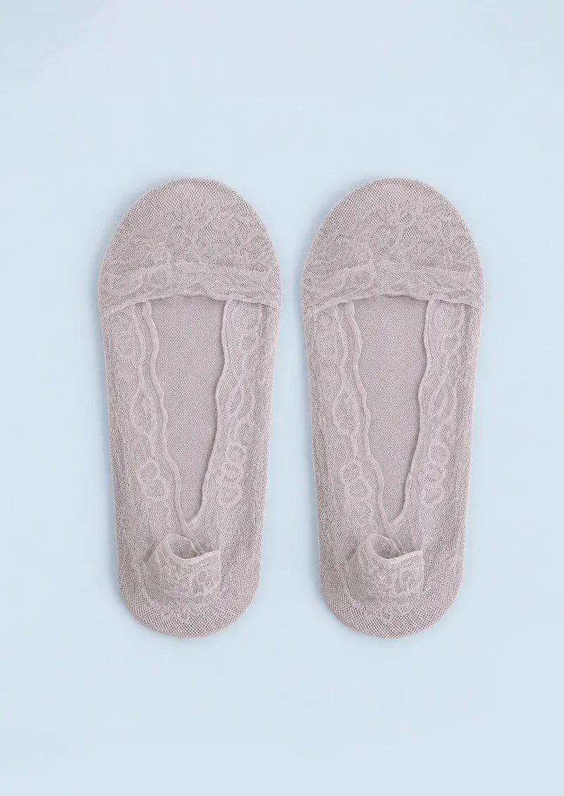 Grey floral Lace No-Show Socks