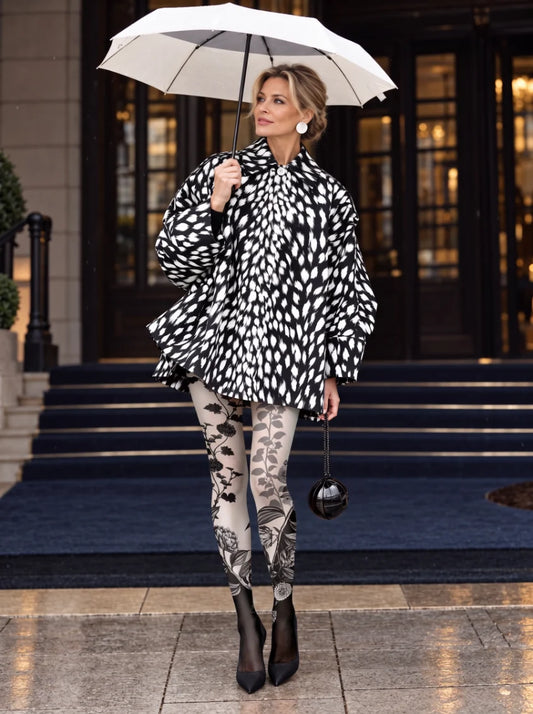 Black and White Floral Tights