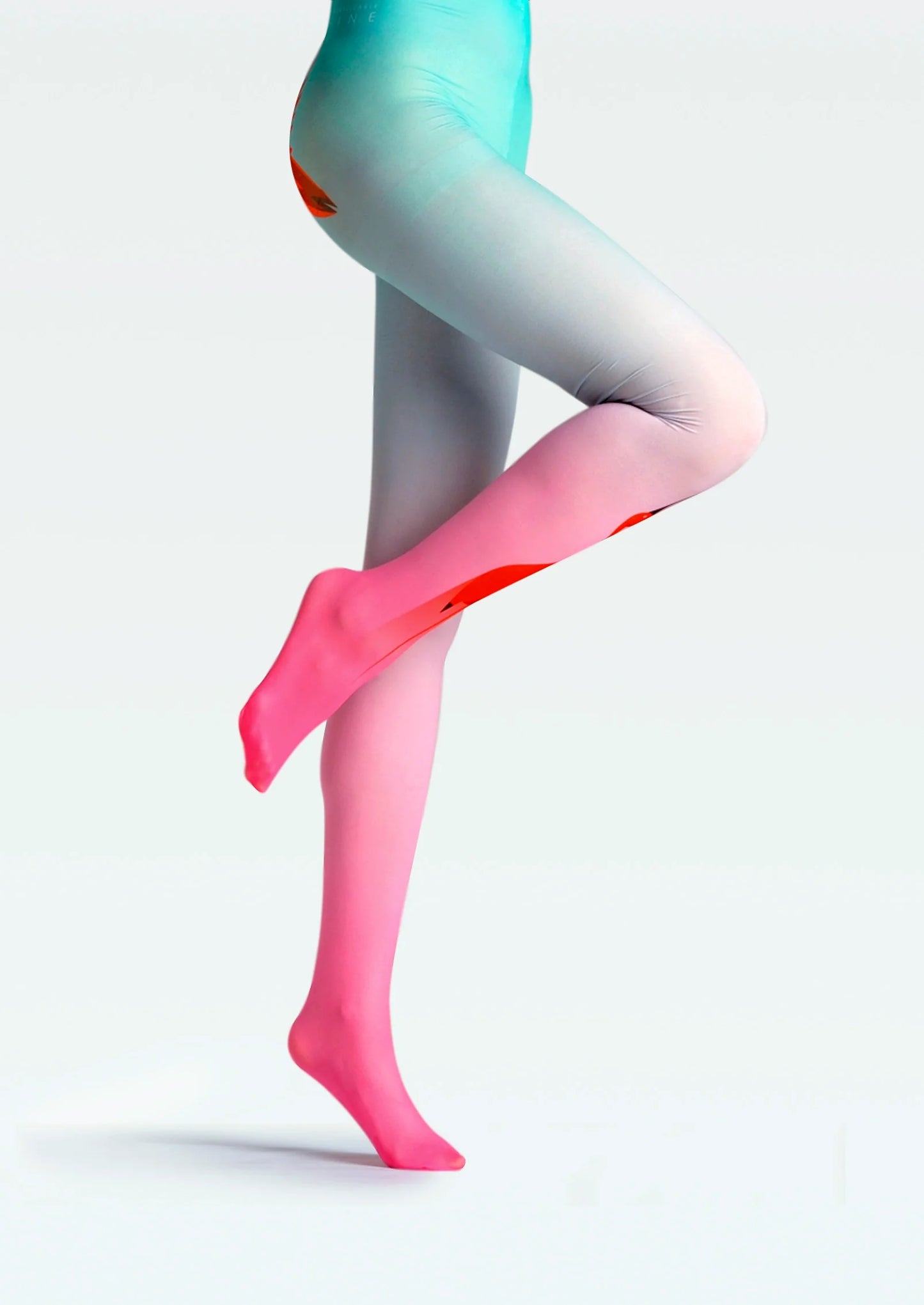 Red Crane in Azure Print Tights Hosiery Pantyhose