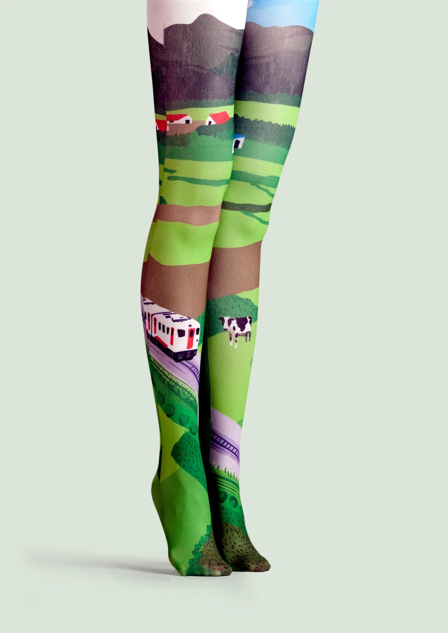 Field Train Print Tights Hosiery Pantyhose