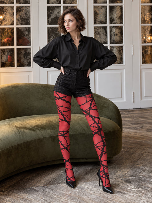Pink Thorn Branch Tights