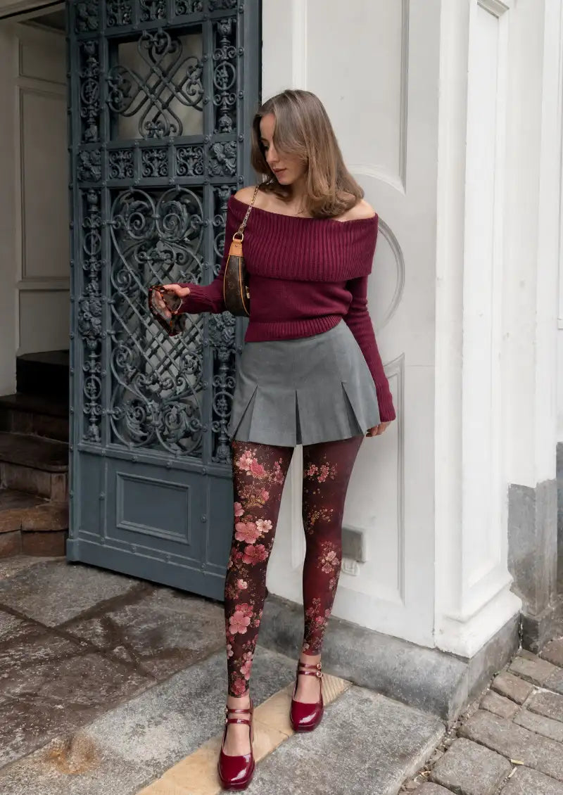 Cherry Blossom Garden Footless Tights