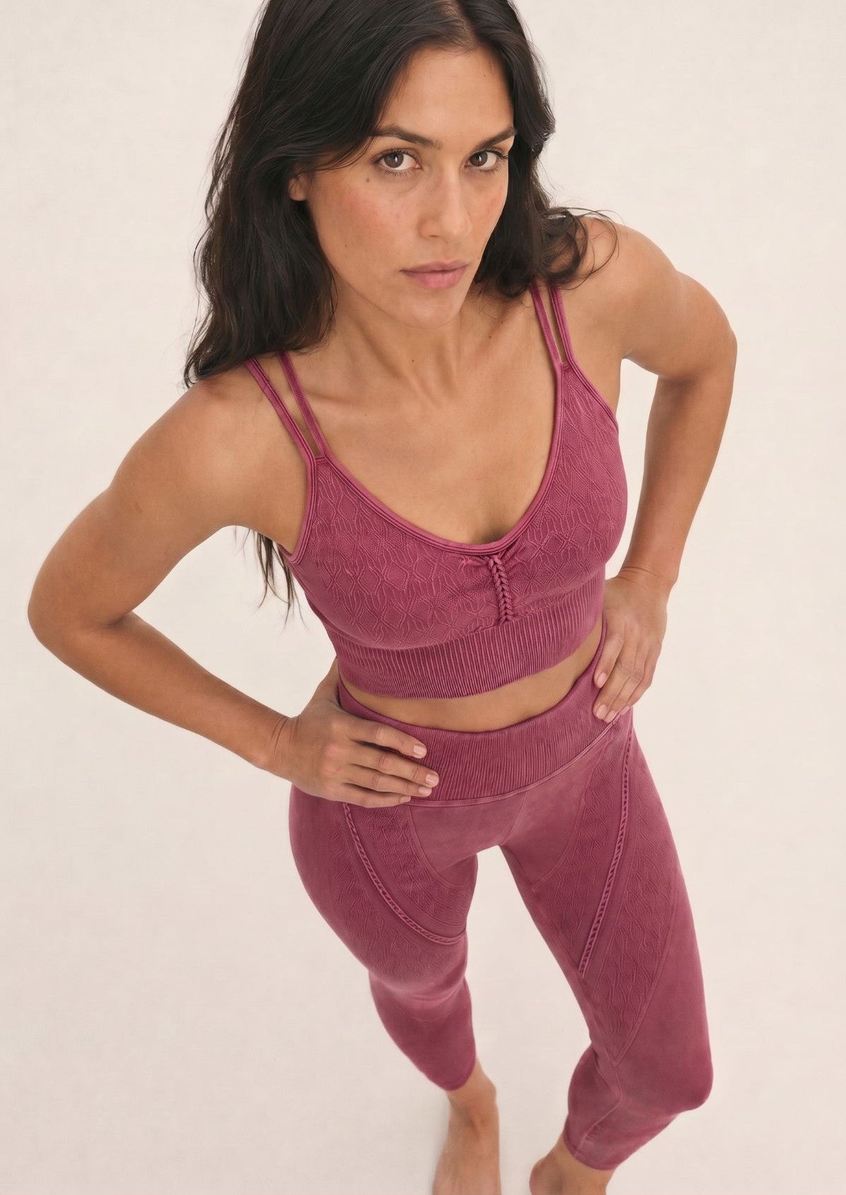 Rosewood Mineral Wash Seamless Leggings & Bra Set
