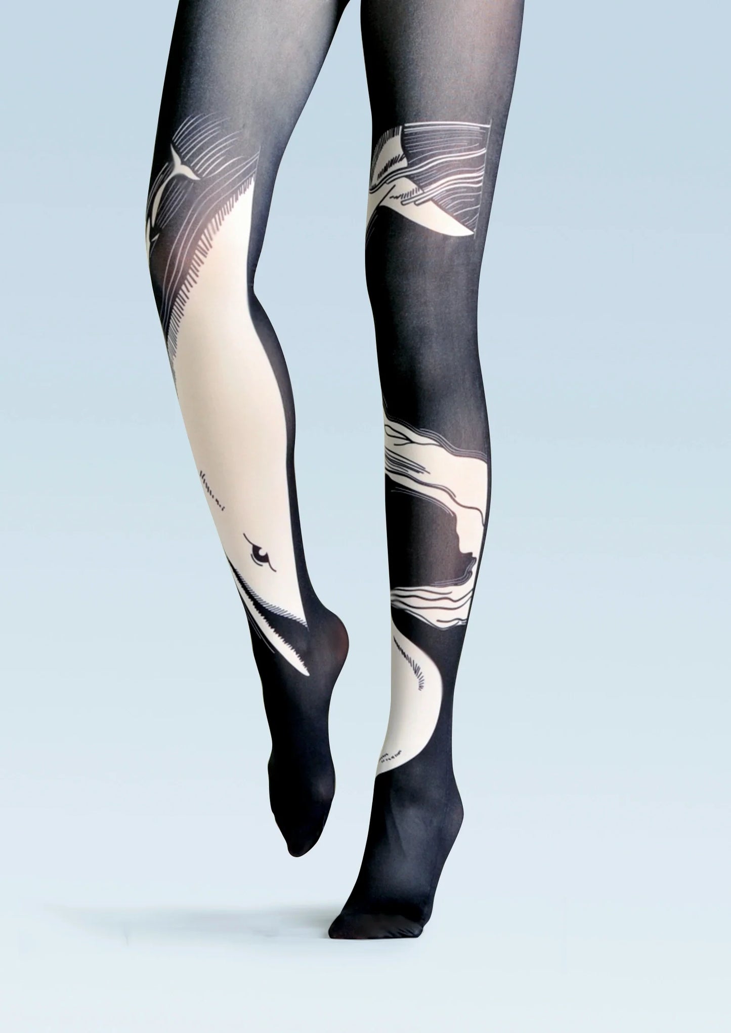 Versatile art Print Tights Whales Pantyhose/Tights [Whalebreaker]