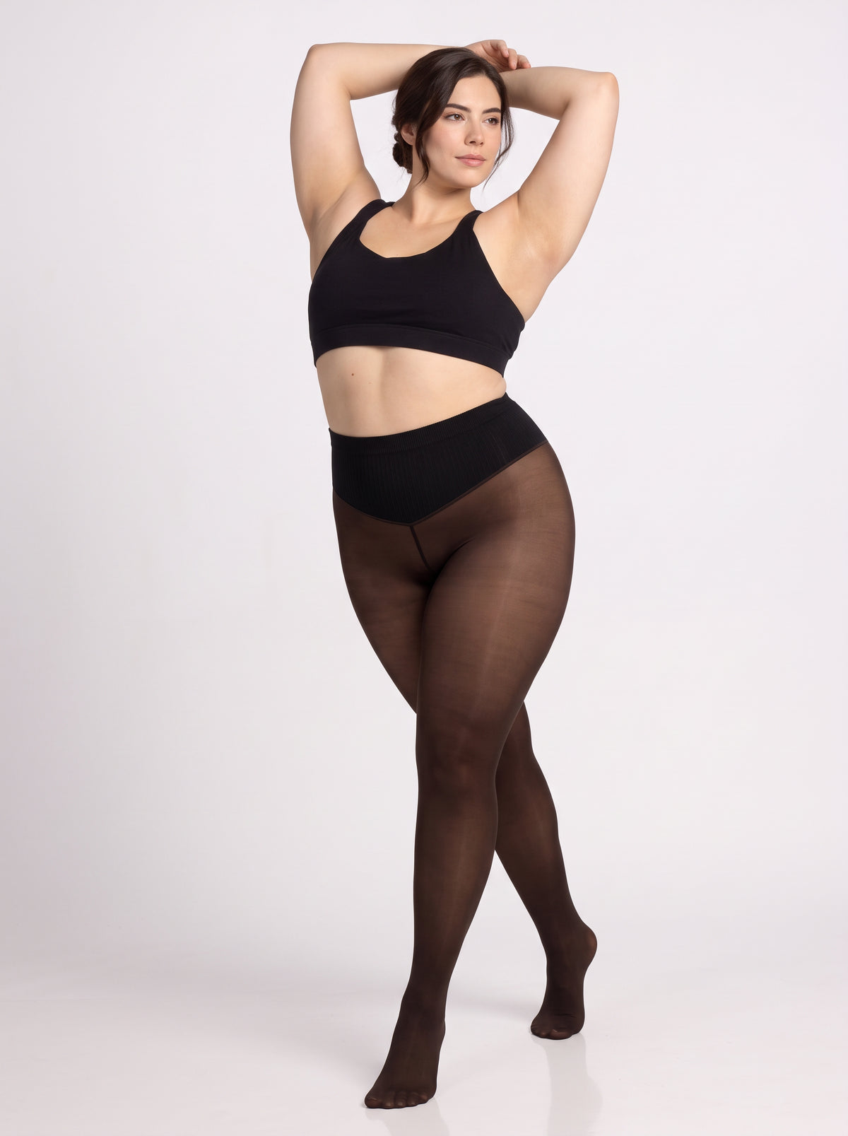 One-Seam Fleece Opaque Tights Lined for Women Fake Thermal Leggings