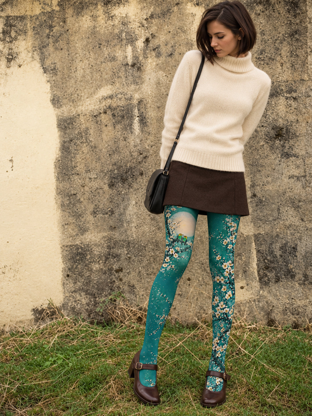 Green Plum Blossom Tights