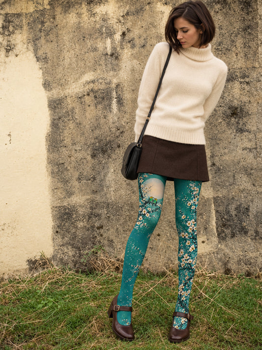 Green Plum Blossom Tights