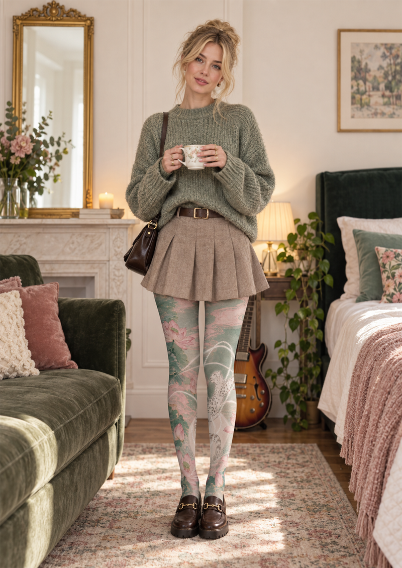 Green Lotus Leopard Tights