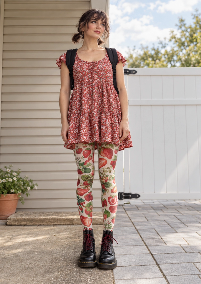 White Strawberry Garden Tights