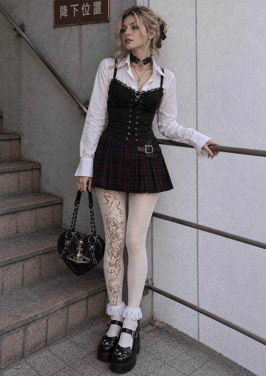 White Cherub Tattoo Tights