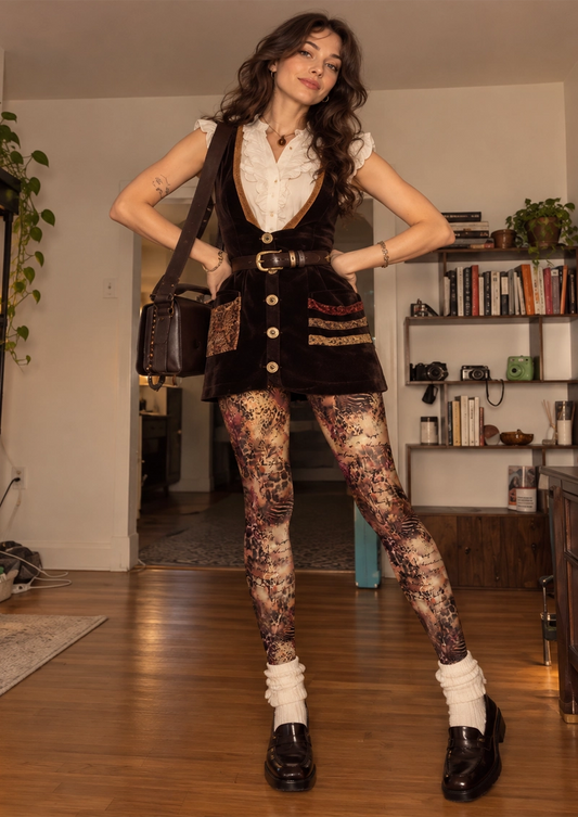 Beige Animal Script Tights
