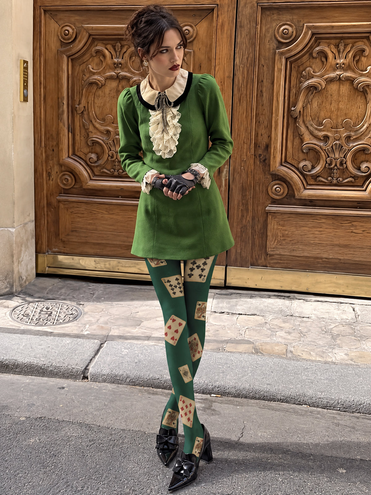 Green Playing Card Tights