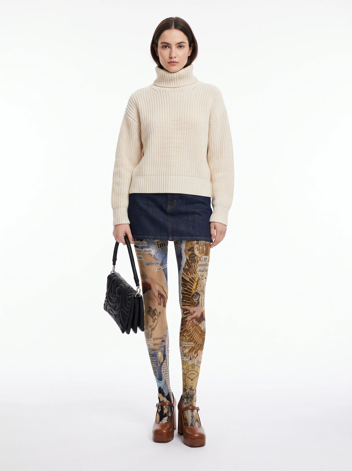 Beige Collage Illustration Tights