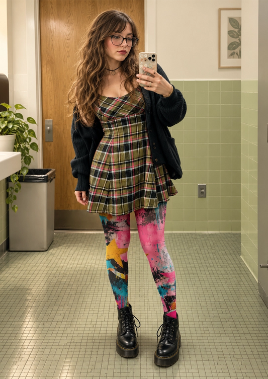 Pink Abstract Graffiti Tights