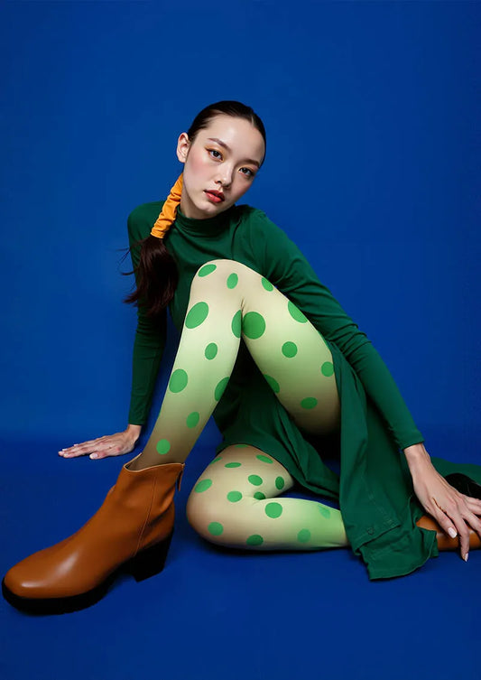 Pop Art Print Tights Reverie Color Pantyhose/Tights [Green Pop]