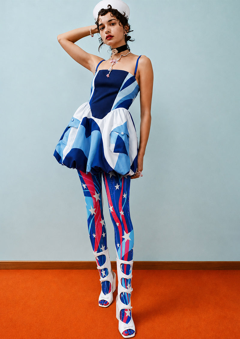 Red Blue Star Swirl Tights Hosiery Pantyhose