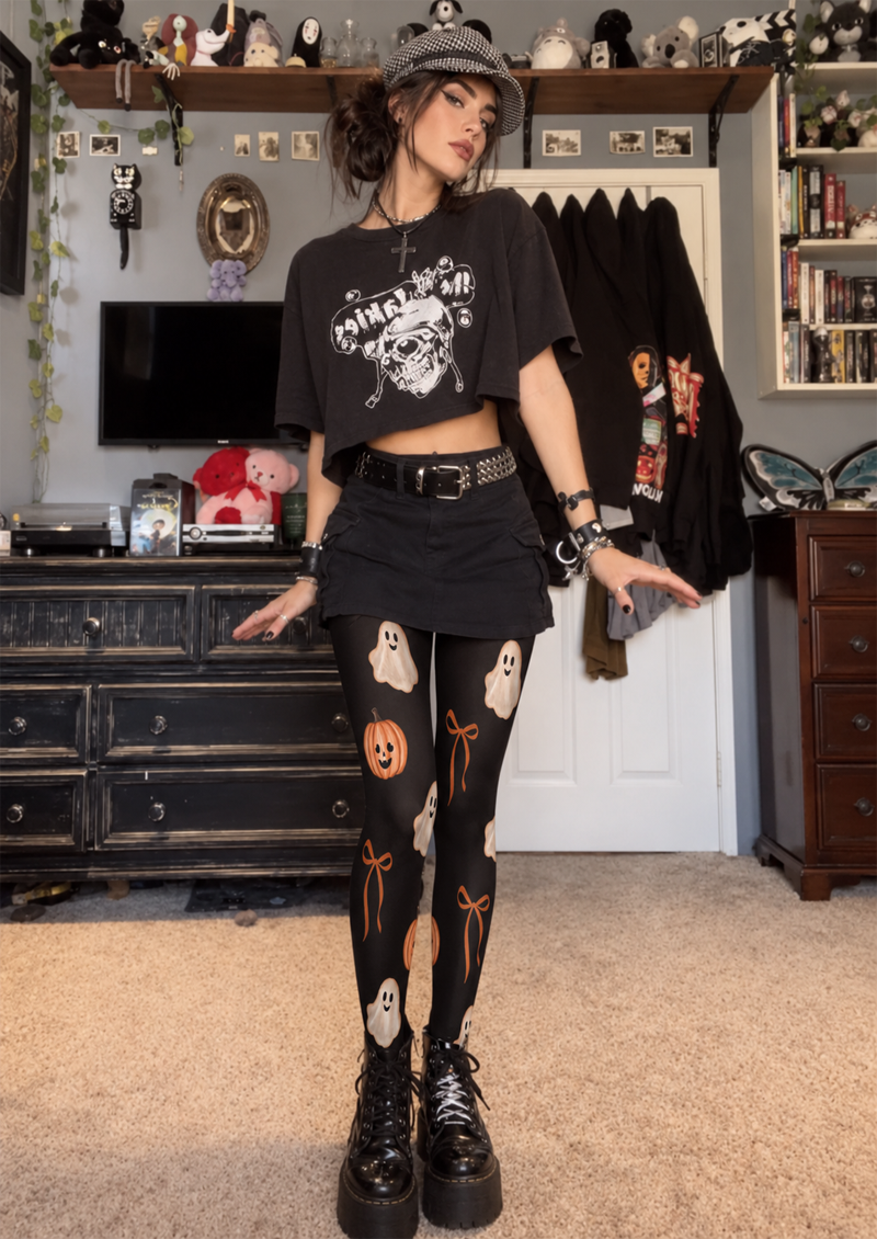 Black Ghost Pumpkin Tights