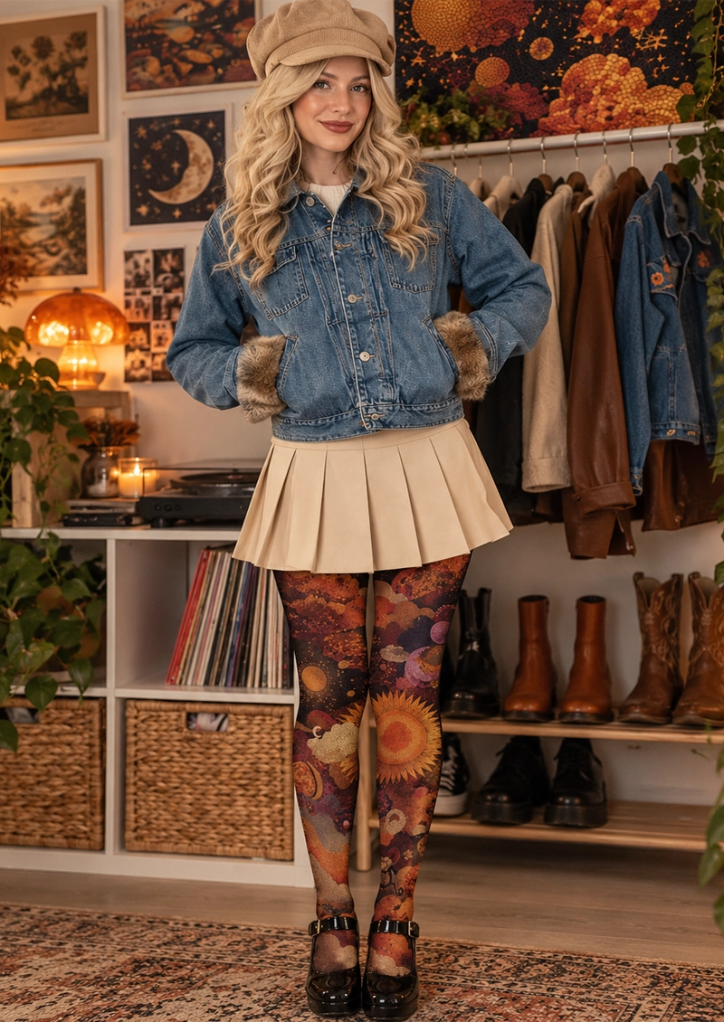 Black Sunflower Fantasy Tights