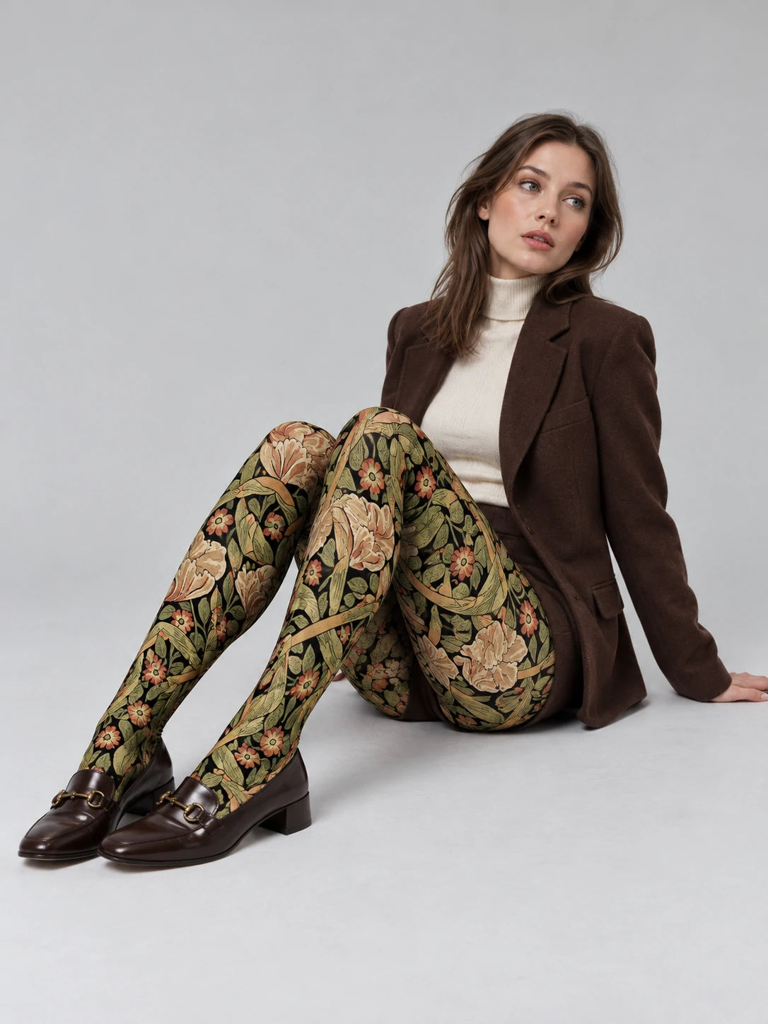 Green Leaf and Bloom Tights