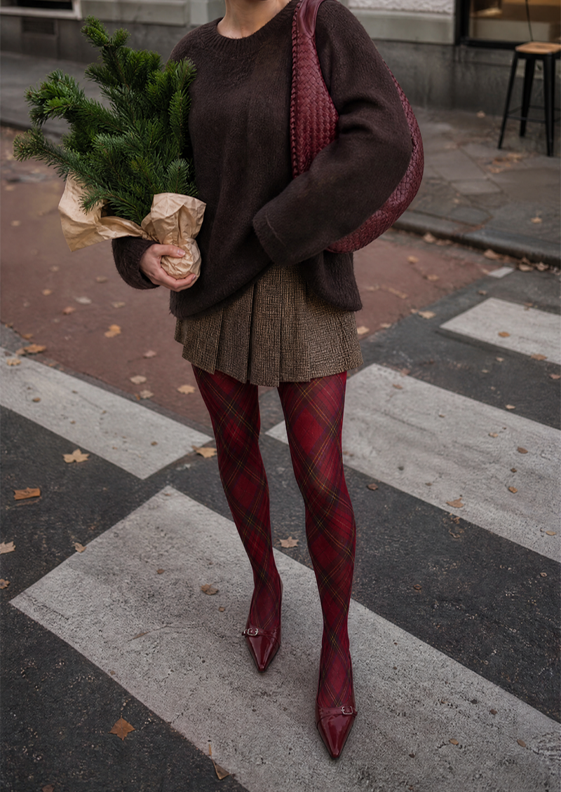 Red Classic Plaid Tights