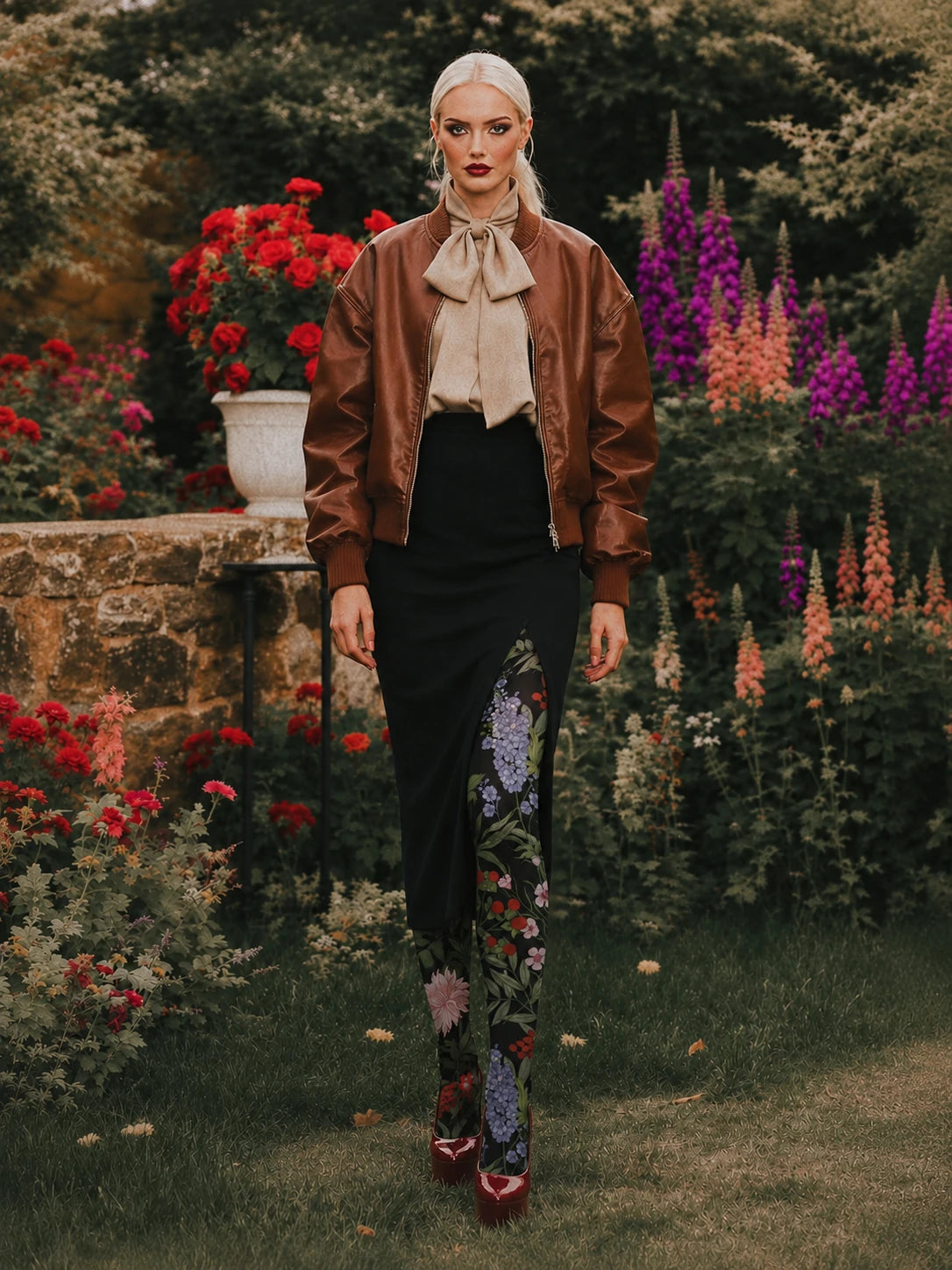 Wildflower Berry Botanical Tights Hosiery Pantyhose