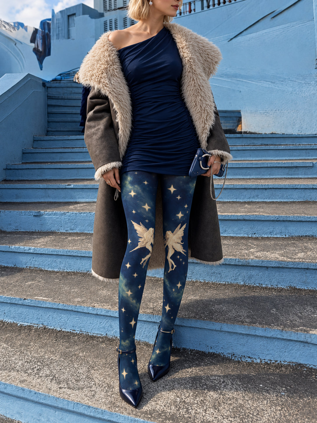 Navy Fairy and Star Tights
