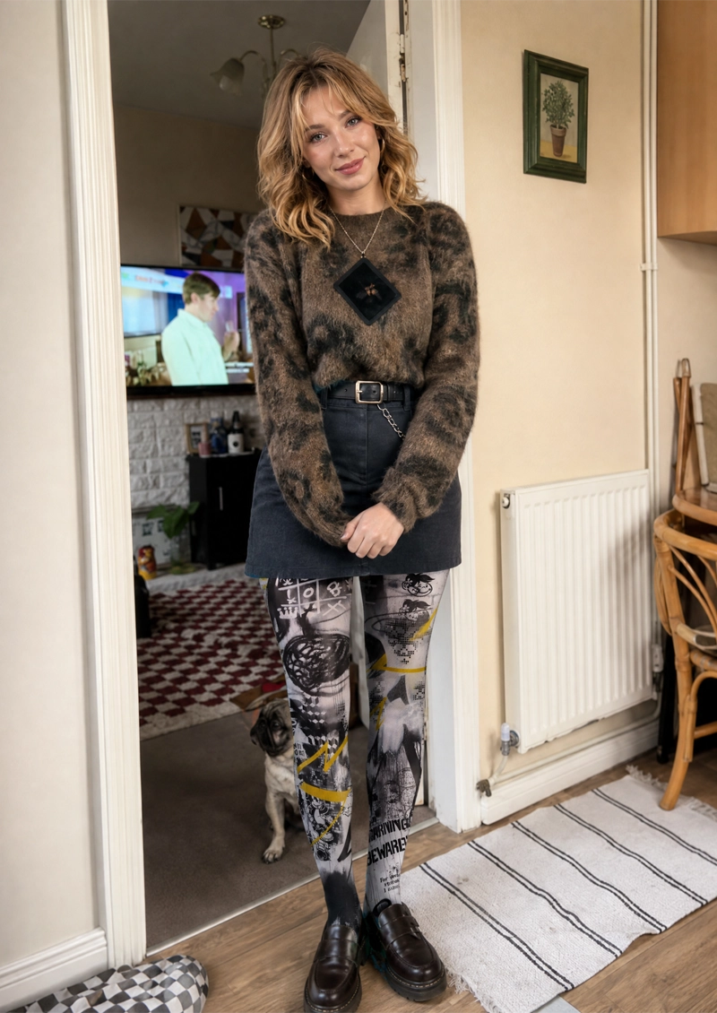 Black Yellow Graffiti Tights