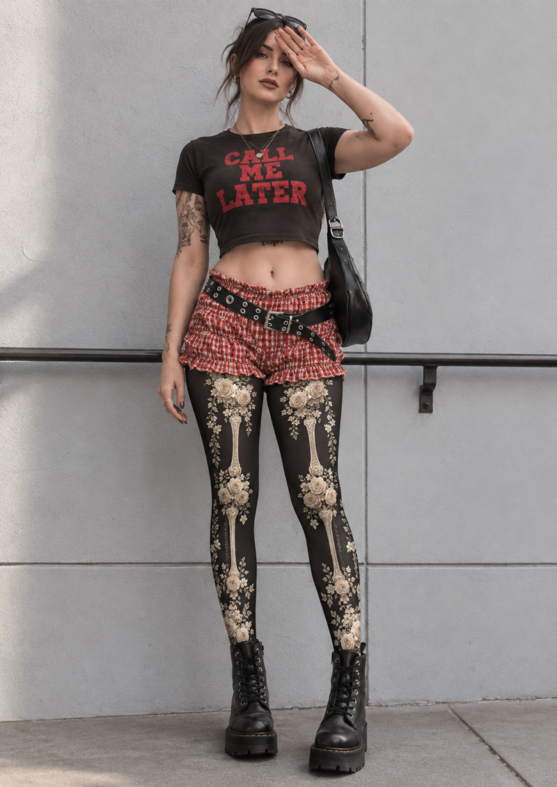 Black Antique Rose Tights