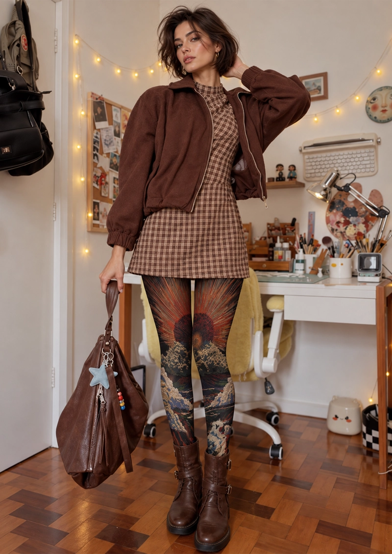 Black Rising Sun Wave Tights