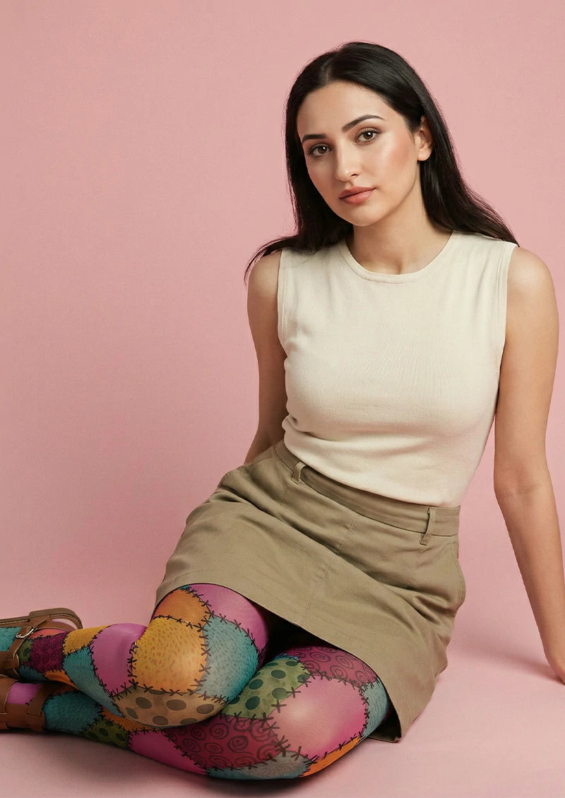 Multicolor Patchwork Tights