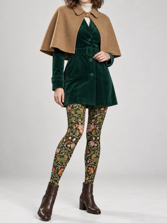 Black Floral Vine Tights