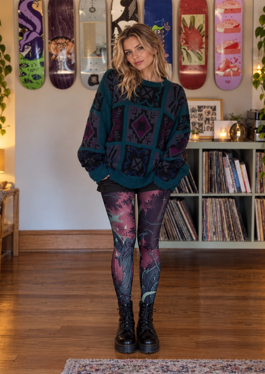 Black Gothic Angel Tattoo Tights